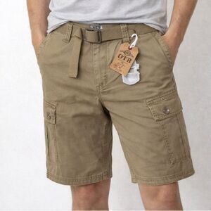 🔥OTB Men's Tan Cargo Shorts with belt Sz 34” New